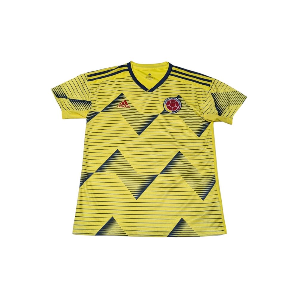 adidas Colombia Soccer Jersey Federacion Colombiana De Futbol Yellow Striped Top